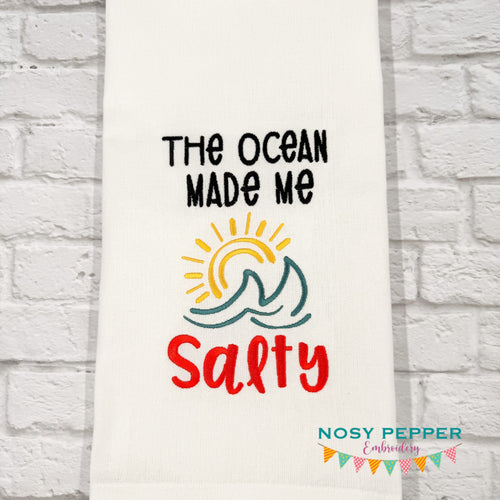 The Ocean Made Me Salty machine embroidery design (5 sizes included) DIGITAL DOWNLOAD