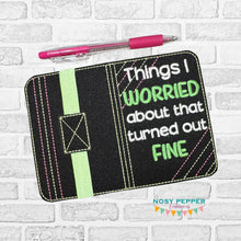 Load image into Gallery viewer, Things I Worried notebook cover 2 sizes available machine embroidery design DIGITAL DOWNLOAD