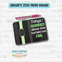 Load image into Gallery viewer, Things I Worried notebook cover 2 sizes available machine embroidery design DIGITAL DOWNLOAD