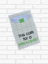Load image into Gallery viewer, This Calls Spreadsheet notebook cover (2 sizes available) machine embroidery design DIGITAL DOWNLOAD