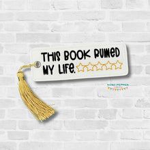 Load image into Gallery viewer, This Book Ruined 5x7 bookmark/bag tag/ornamentmachine embroidery design DIGITAL DOWNLOAD