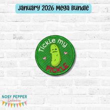 Load image into Gallery viewer, Tickle My Pickle patch (2 sizes included) machine embroidery design —JAN 26 MB—DIGITAL DOWNLOAD