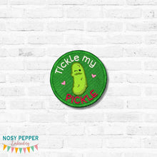 Load image into Gallery viewer, Tickle My Pickle patch (2 sizes included) machine embroidery design —JAN 26 MB—DIGITAL DOWNLOAD