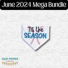 Load image into Gallery viewer, Tis The Season Baseball patch (2 sizes included) machine embroidery design DIGITAL DOWNLOAD