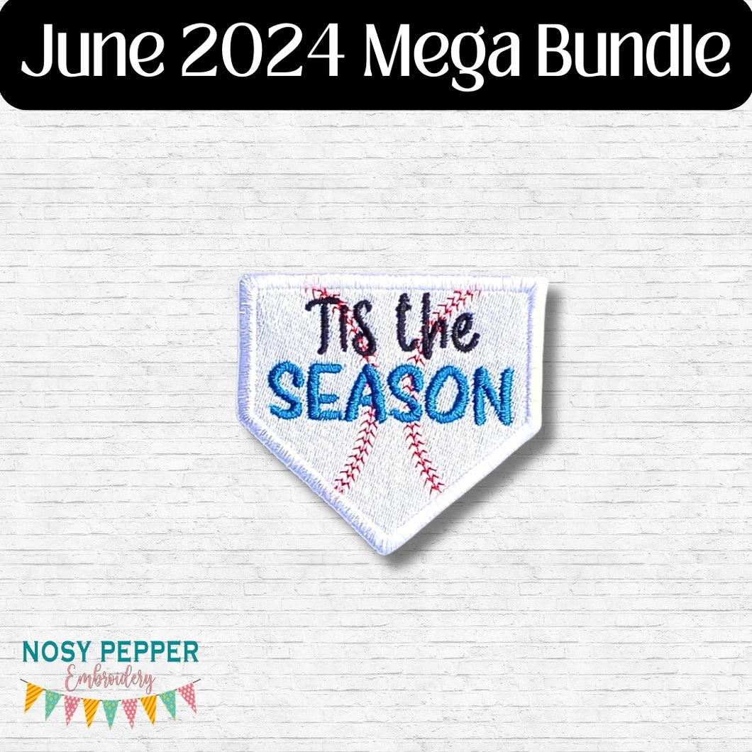 Tis The Season Baseball patch (2 sizes included) machine embroidery design DIGITAL DOWNLOAD