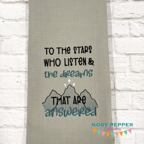 To The Stars Who Listen machine embroidery design (4 sizes included) DIGITAL DOWNLOAD