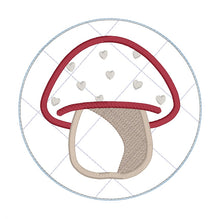 Load image into Gallery viewer, Toadstool applique envelope style Mug rug  machine embroidery design (5 sizes included) DIGITAL DOWNLOAD