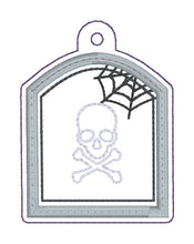 Load image into Gallery viewer, Tombstone applique shaker snap tab and eyelet fob set with charm (single and multi files included) machine embroidery design DIGITAL DOWNLOAD