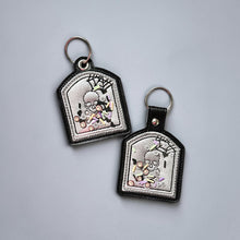 Load image into Gallery viewer, Tombstone applique shaker snap tab and eyelet fob set with charm (single and multi files included) machine embroidery design DIGITAL DOWNLOAD