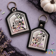 Load image into Gallery viewer, Tombstone applique shaker snap tab and eyelet fob set with charm (single and multi files included) machine embroidery design DIGITAL DOWNLOAD