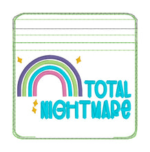 Load image into Gallery viewer, Total Nightmare ITH Bag (5 sizes available) —JAN 26 MB—machine embroidery design DIGITAL DOWNLOAD