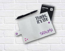 Load image into Gallery viewer, Trauma top load notebook cover machine embroidery design DIGITAL DOWNLOAD