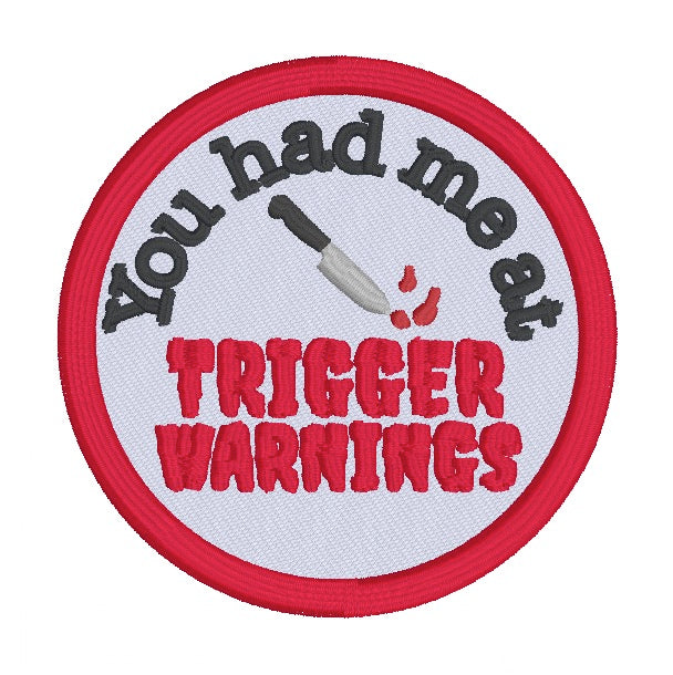 Trigger Warnings patch (2 sizes included) machine embroidery design DI ...