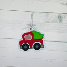 Load image into Gallery viewer, Truck Tree applique ornament --2026 Holiday Bundle-- machine embroidery design DIGITAL DOWNLOAD