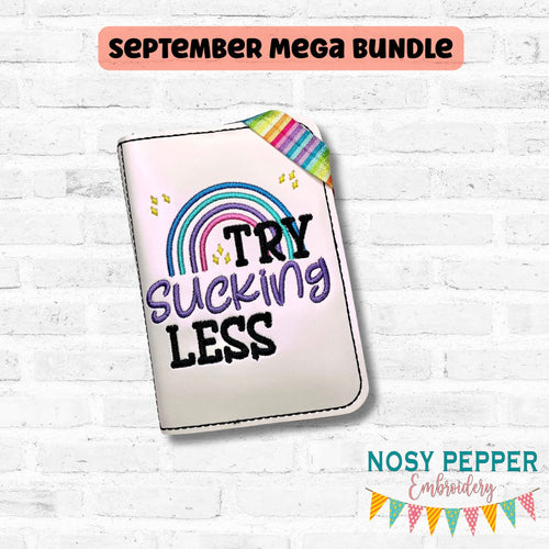 Try Sucking Less Notebook Cover 2 sizes available machine embroidery design DIGITAL DOWNLOAD