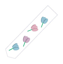 Load image into Gallery viewer, Tulip fob set machine embroidery file (3 sizes, single and multi files included) DIGITAL DOWNLOAD