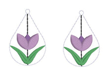 Load image into Gallery viewer, Tulip ITH earrings machine embroidery design DIGITAL DOWNLOAD