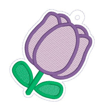 Load image into Gallery viewer, Tulip bag tag/ornament/bookmark machine embroidery design DIGITAL DOWNLOAD