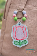 Load image into Gallery viewer, Tulip bag tag/ornament/bookmark machine embroidery design DIGITAL DOWNLOAD