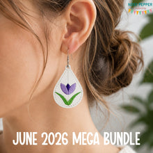 Load image into Gallery viewer, Tulip ITH earrings machine embroidery design DIGITAL DOWNLOAD