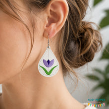 Load image into Gallery viewer, Tulip ITH earrings machine embroidery design DIGITAL DOWNLOAD