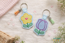 Load image into Gallery viewer, Sketchy Flowers snap tab set (2 designs with single and multi files included) machine embroidery design DIGITAL DOWNLOAD