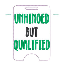 Load image into Gallery viewer, Unhinged badge reel case machine embroidery design DIGITAL DOWNLOAD