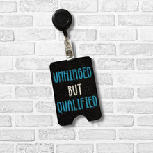 Load image into Gallery viewer, Unhinged badge reel case machine embroidery design DIGITAL DOWNLOAD