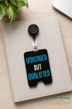 Load image into Gallery viewer, Unhinged badge reel case machine embroidery design DIGITAL DOWNLOAD