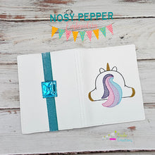 Load image into Gallery viewer, Unicorn Butt notebook cover machine embroidery design (2 sizes available) DIGITAL DOWNLOAD