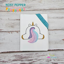 Load image into Gallery viewer, Unicorn Butt notebook cover machine embroidery design (2 sizes available) DIGITAL DOWNLOAD