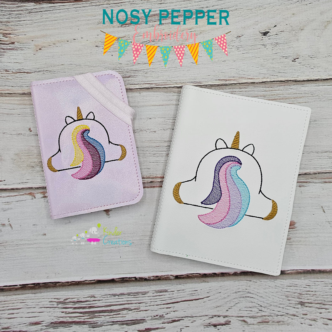 Unicorn Butt notebook cover machine embroidery design (2 sizes available) DIGITAL DOWNLOAD