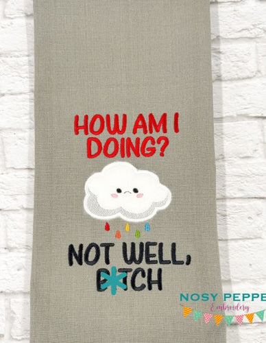How Am I Doing applique machine embroidery design FEB 24 Mature Mystery Bundle (4 sizes included) DIGITAL DOWNLOAD