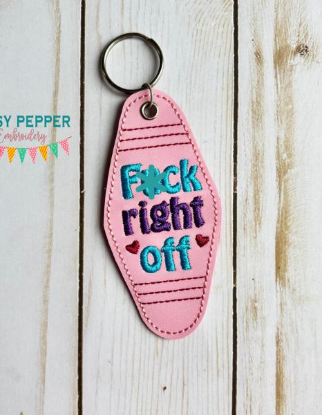 F@ck Right Off retro eyelet fob machine embroidery design FEB 24 Mature Mystery Bundle DIGITAL DOWNLOAD