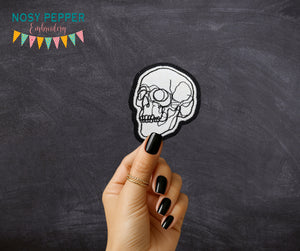 Skull Line patch machine embroidery design (2 sizes included) DIGITAL DOWNLOAD