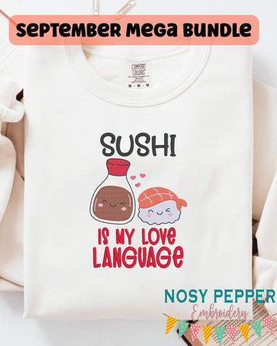 Sushi sketchy machine embroidery design (4 sizes included) DIGITAL DOWNLOAD