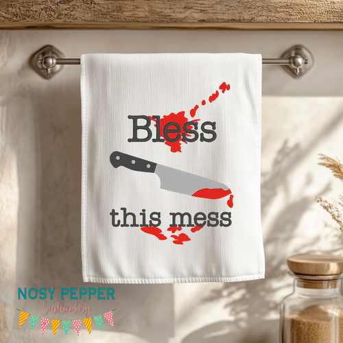 Bless this mess sketchy machine embroidery design 5 sizes included DIGITAL DOWNLOAD