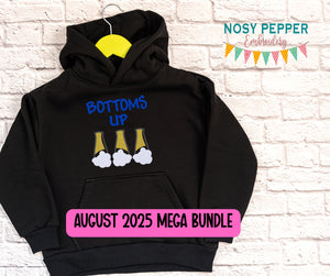 Bottoms Up sketchy machine embroidery design (4 sizes included) DIGITAL DOWNLOAD