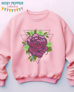 Peony machine embroidery design March 25 Mystery Bundle (5 sizes included) DIGITAL DOWNLOAD