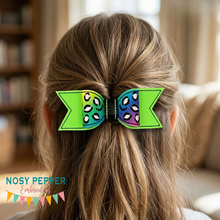 Load image into Gallery viewer, Leopard Bow (2 sizes included) machine embroidery design DIGITAL DOWNLOAD