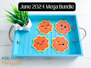 Sun applique coaster set design machine embroidery design (4 designs included) DIGITAL DOWNLOAD