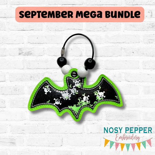 Bat Applique Shaker Bag tag machine embroidery design DIGITAL DOWNLOAD