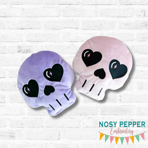 Heart Skull stuffie (5 sizes included) machine embroidery design DIGITAL DOWNLOAD