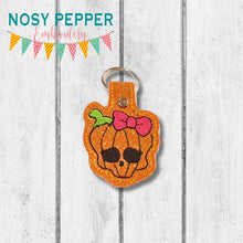Load image into Gallery viewer, Pumpkin Skull Snap tab single and multi files included machine embroidery design DIGITAL DOWNLOAD