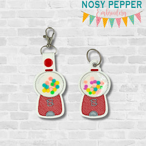 Gumball shaker snap tab and eyelet fob machine embroidery file (single and multi files included) DIGITAL DOWNLOAD