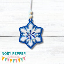 Load image into Gallery viewer, Snowflake applique shaker ornament/bookmark/bag tag machine embroidery file DIGITAL DOWNLOAD
