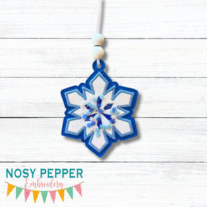 Snowflake applique shaker ornament/bookmark/bag tag machine embroidery file DIGITAL DOWNLOAD