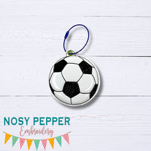 Load image into Gallery viewer, Soccer Puff bookmark/ornament/bag tag machine embroidery design DIGITAL DOWNLOAD