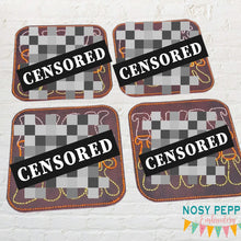 Load image into Gallery viewer, Retro Swears coaster set design machine embroidery design (4 designs included) March 24 Mature Bundle