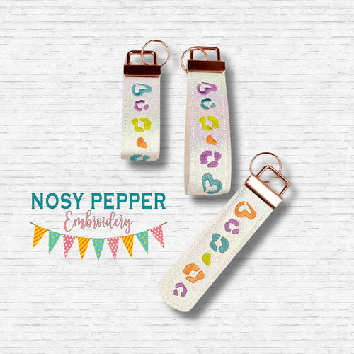 Leopard Rainbow fob set machine embroidery file (3 sizes, single and multi files included) MB Feb '24 DIGITAL DOWNLOAD